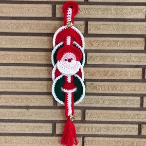 Handmade Needlework Santa Decoration - 70's Christmas - Santa Ornament - Holiday